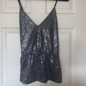 Express sequin peplum top.